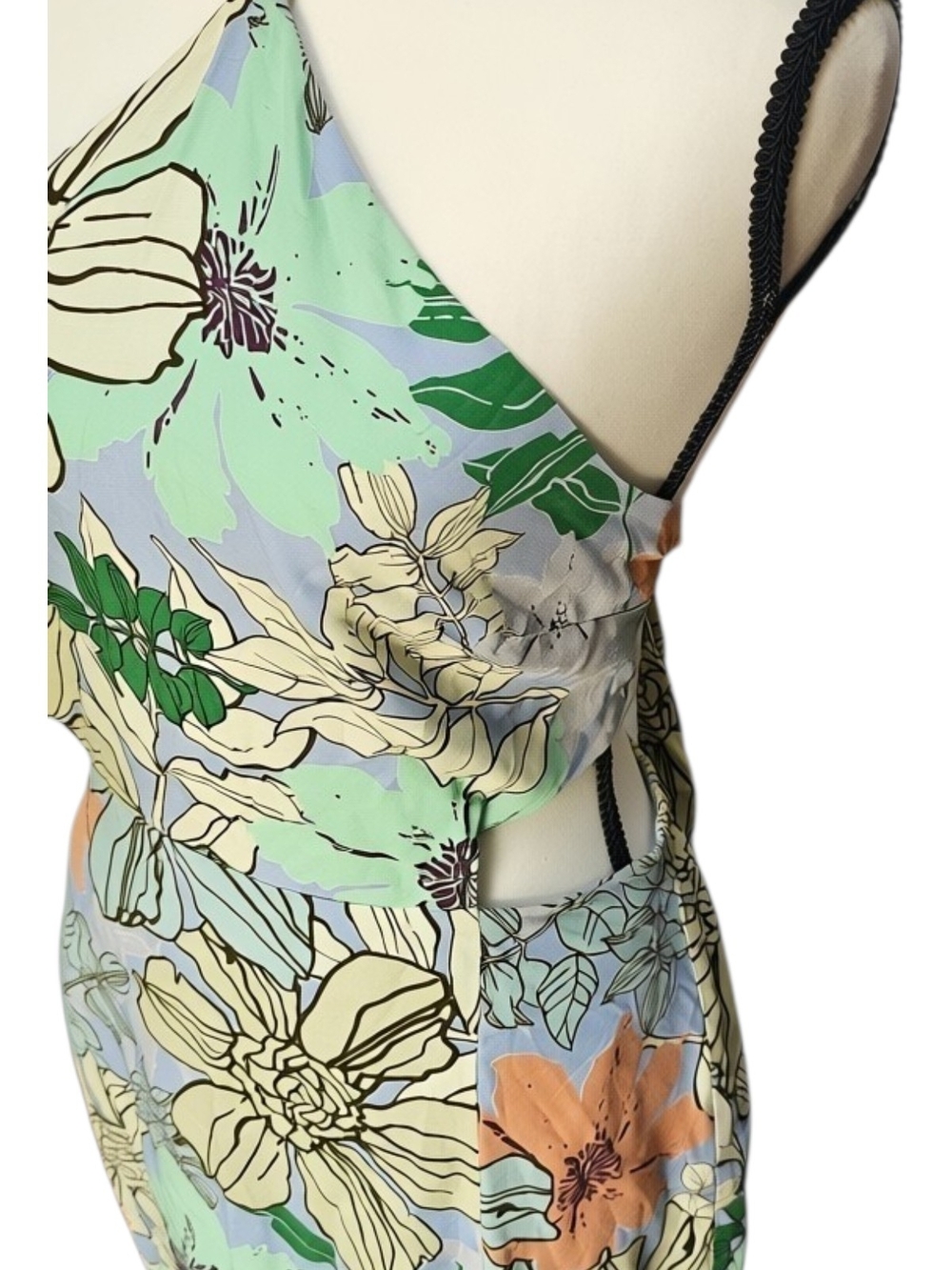 Lulus Tropical You Mine Blue Floral Print Halter Tie-Back Midi Dress - Picture 9 of 10